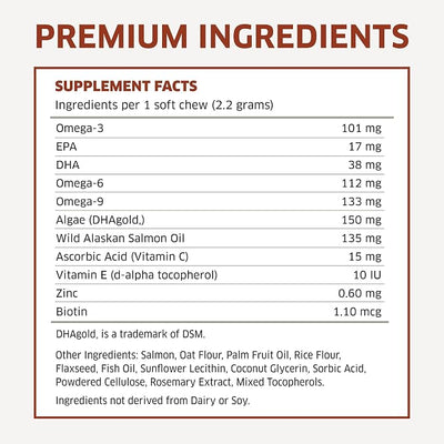Salmon Oil for Dogs - Wild Alaskan Fish Oil for Dogs - Omega 3 for Dogs - Itch Relief for Dogs - Dog Joint Health - Dog Allergy Relief- Dog Itch Relief - 120 Dog Fish Oil Soft Chews