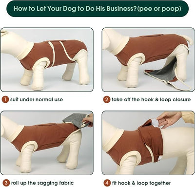 Kuoser Dog Recovery Suit, Soft & Breathable Fabric, Anti Licking, Cone Alternative, Brown, XX-Large (70+ LB)