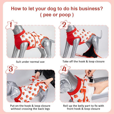 Dog Surgery Recovery Suit,Female Male Dog Onesie for Spay Neuter,Substitute E-Collar & Cone,Anti-Licking Breathable Onesie for Small Medium Large Dogs,Strawberry S