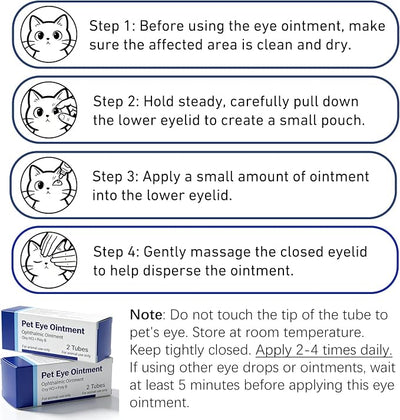 Pet Eye Cream for Dogs, Cats, Cattle, Horses, Sheep, Birds, 3.5g/0.125oz - 2 Tubes