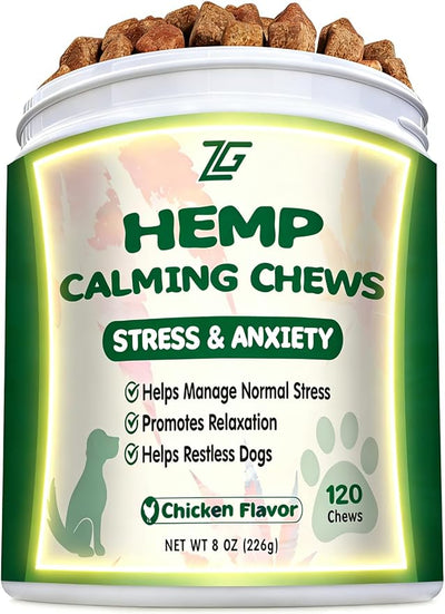Неmр Calming Chews for Dogs - Dog Calming Chews - Anxiеty Rеlief Treats - Helps with Separation, Strеss Rеlief, Dog Treats with Valerian Root, L-Tryptophan 120 Soft - Chicken Flavor