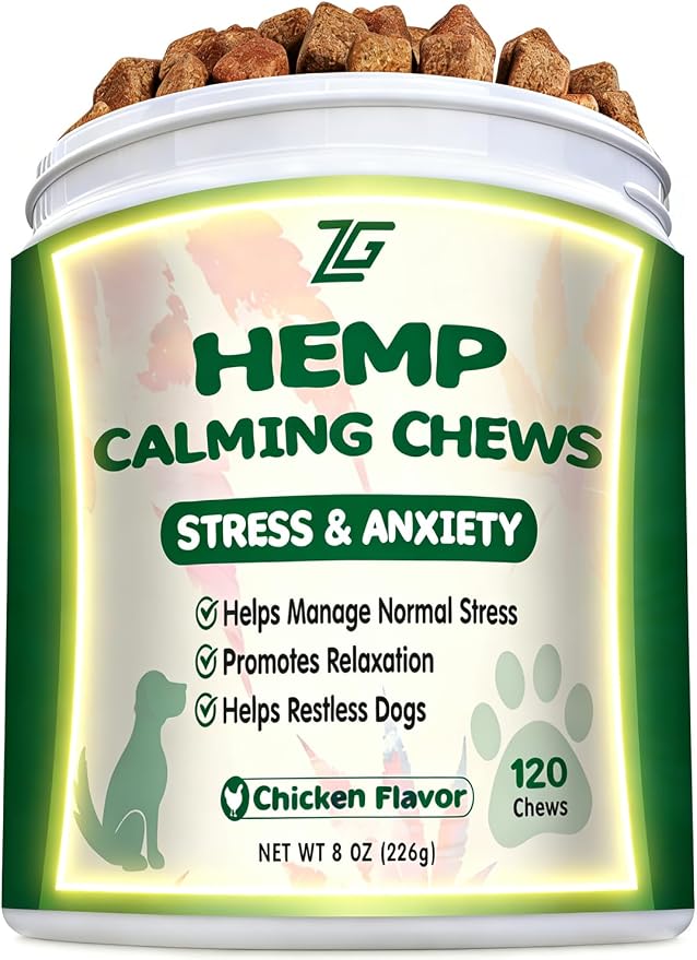 Неmр Calming Chews for Dogs - Dog Calming Chews - Anxiеty Rеlief Treats - Helps with Separation, Strеss Rеlief, Dog Treats with Valerian Root, L-Tryptophan 120 Soft - Chicken Flavor