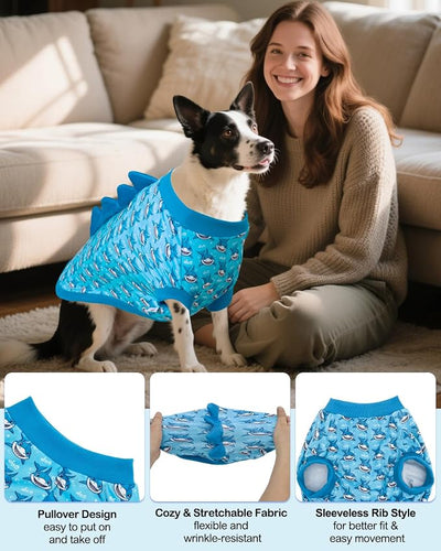CuteBone Dinosaur Costume Dog Shirt, Stretchy Velvet T-Shirt Clothes for Large Dogs, Soft & Breathable Pet Tee Outfit Pitbull Apparel for Daily Wear, Cozy Pullover Design Big Dog Fashion COSBX04-4XL
