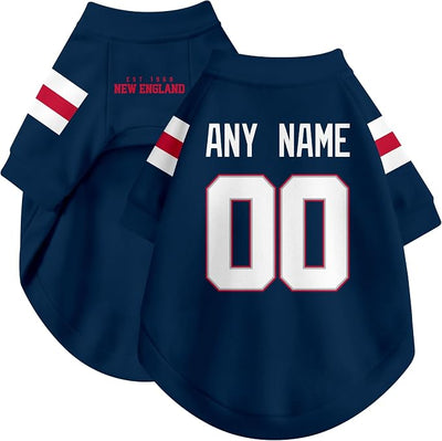 New England Dog Clothes Jersey Style Personalized Pet T Shirt with Custom Name Number for Small Medium Large Dogs