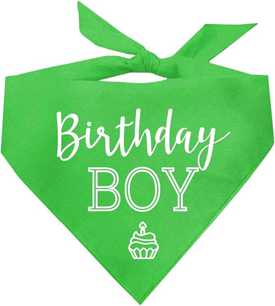Birthday Boy with Cupcake Dog Bandana | 100% Cotton | Made in USA | Birthday | Pawty | Party Theme | Celebration Supplies | Photoshoot | Lime Green X-Small (214)