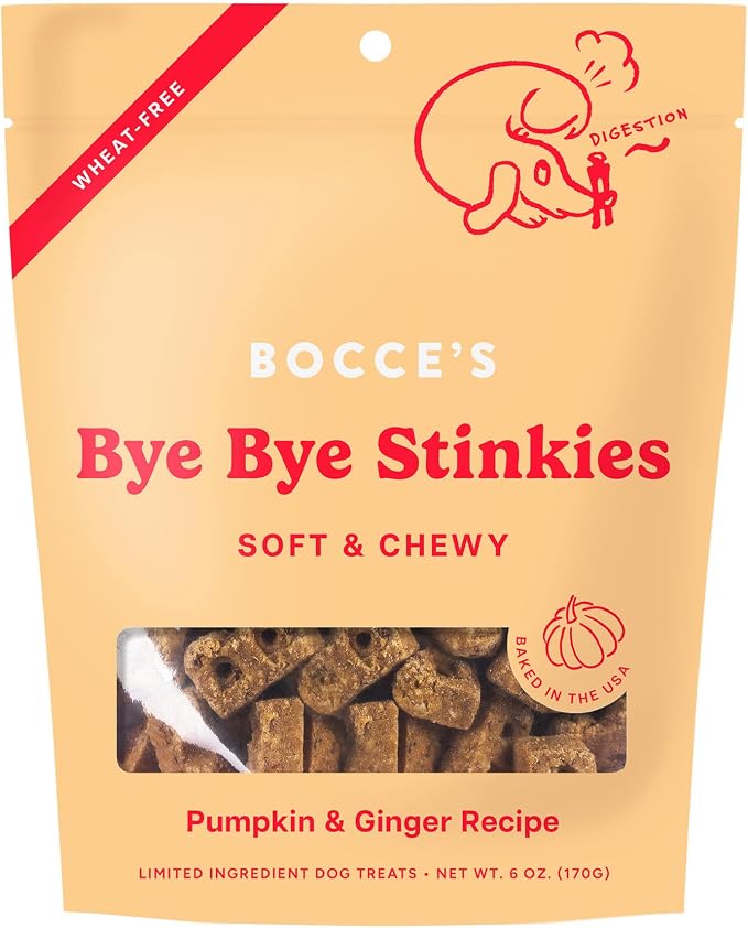 Bocce's Bakery Digestive Support Dog Treats, Wheat-Free Pumpkin Ginger, 6 oz Bag