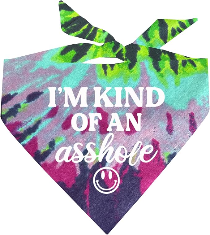 I'm Kind of an A (Problem) Dog Bandana | 100% Cotton Tie Dye Triangle | Made in USA | Do Not Pet | Funny Warning for Reactive or Moody Dogs | One Size |Surge Swirl (31)