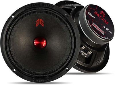 MX65P1 Loudspeaker 6.5 Inch Midrange 200 Watts 4 Ohms Red Dust Cap, Premium Quality Audio Door Speakers for Car or Truck Stereo Sound System, Black (2 Speakers)