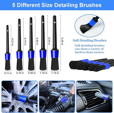 26Pcs Car Detailing Brush Set, Car Detailing Kit, Car Detailing Brushes, Car Cleaning Kit, Car Windshield Cleaning Tool, Professional Car Care kit - Car Wash Brush kit for Interior Exterior Wheels