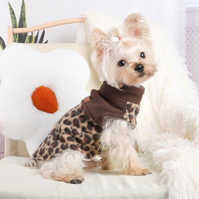 Leopard Dog Sweaters for Small Dogs Girl Boy Fleece Puppy Sweater Warm Soft Pet Holiday Clothes for Small Cats and Dogs Chihuahua Sweatshirt, S, Leopard