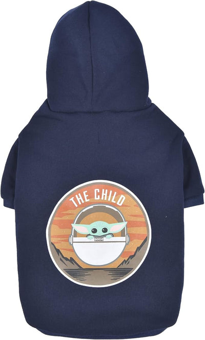 Star Wars for Pets The Mandalorian The Child Grogu Dog Hoodie with Leash Attachment Hole - Pet Outerwear for Dogs - Officially Licensed Dog Apparel & Accessories, Navy, Size Medium