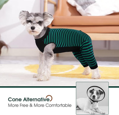 Kuoser Dog Recovery Suit with Anti Licking Rear Leg Sleeve, Green M | Abdominal Dog Surgical Suit with Pants Cover Protect Wounds, Dogs Elbow Protector Soft Pet Surgery Onesie Cone Alternative