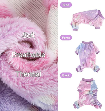 Sebaoyu Dog Pajamas for Small Dogs, Glow in Dark Spaceship Stars Moon Doggy Sweater, Super Soft Velvet Material Chihuahua Yorkie Tiny Doggie Clothes Outfits (Small)