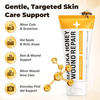 Rapid Wound Repair Ointment | Hot Spot Comfort for Dogs – Soothes & Moisturizes Itchy Skin – Hot Spots, Allergy & Itching Relief, Scratches & Manuka Honey Wound Care, 2 oz