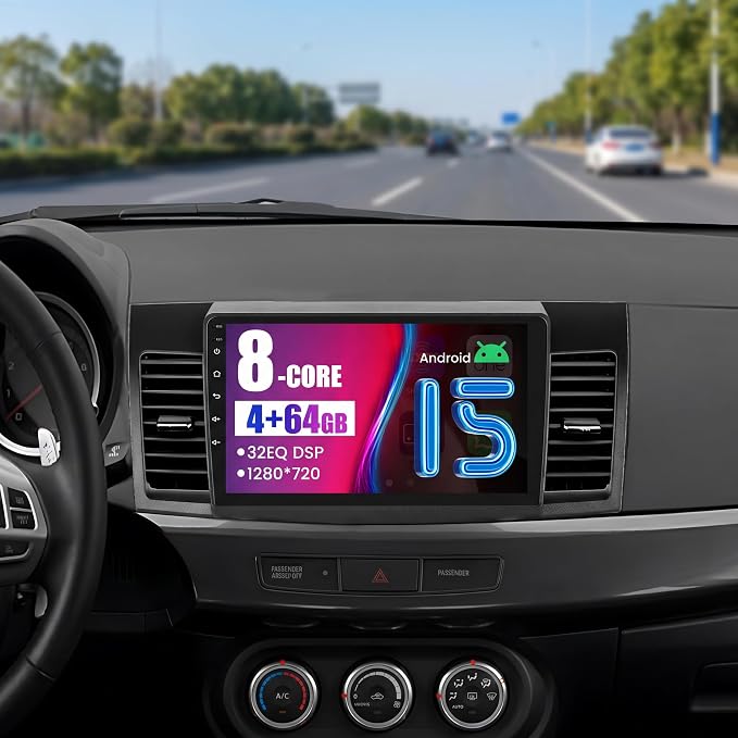 Inefala 8 Core 4+64G Radio for Mitsubishi Lancer 2007-2012 Android 15 CarPlay Stereo Upgrade 10.1" Touch Screen Android Auto Bluetooth GPS 59UI Backup Camera