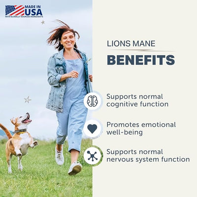 FOUR LEAF ROVER - Lion's Mane Mushrooms for Dogs - Supports Healthy Brains and Nervous Systems in Dogs of All Ages - Organic Whole Mushrooms - 3rd Party Tested - 60 Day Large Dog Supply