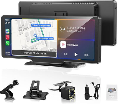 Portable Carplay Screen for Car, 10.26" Wireless Carplay Car Stereo & Android Auto, OTA Updates, Car Play Touchscreen with 1080P Backup Camera,GPS Navigation,Voice Control,5.0 Bluetooth (10.26inch)
