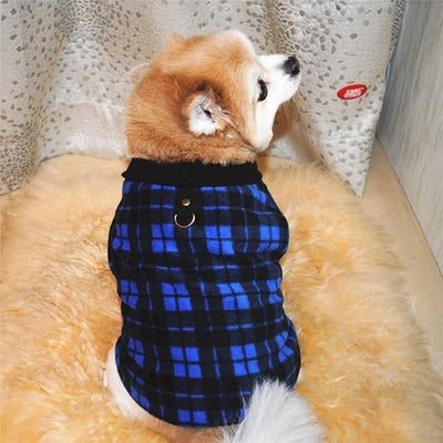 Dog Sweater, Soft Fleece Vest with Leash Ring Pullover Jacket Winter Pet Dog Clothes for Puppy Small Dogs Cat Teddy Chihuahua Yorkshire for Christmas (S, Blue Plaid)