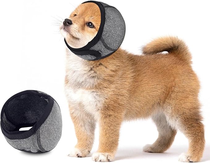 Dog Calming Hoodie,Ear Wrap Hematoma for Dogs,Dog Ear Muffs Noise Protection, Adjustable Head Cover for Anxiety Relief (Grey, Small(Head Circle:10"-15",Weight:17-39 lb))