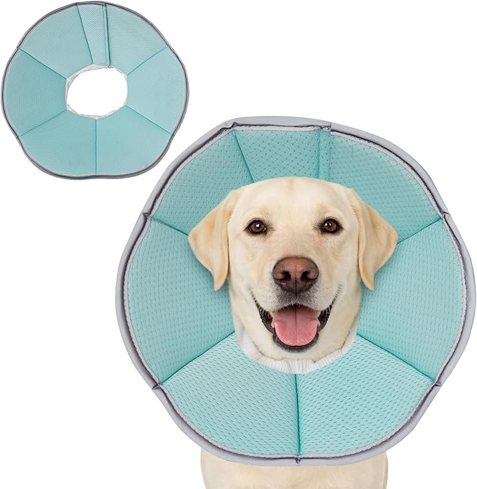 MAXFUT Dog Cone Collar,Soft Cone for Dogs to Stop Licking After Surgery,Non Inflatable Dog Donut Cone (Light Blue, XXXL)