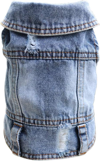 SILD Pet Clothes Dog Jeans Jacket Cool Blue Denim Coat Small Medium Dogs Lapel Vests Classic Hoodies Puppy Blue Vintage Washed Clothes