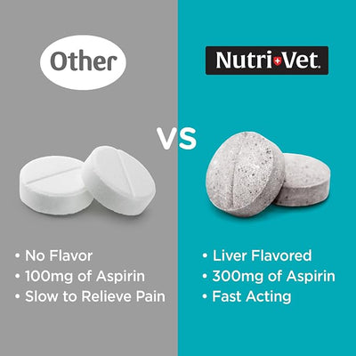 Nutri-Vet Aspirin for Dogs,Dog Aspirin,Pet Essentials,Inflammation Care,Joint Support for Seniors,Arthritis Pain Relief,300mg per Tablet,Over 50 lbs,75 Count (Pack of 2)