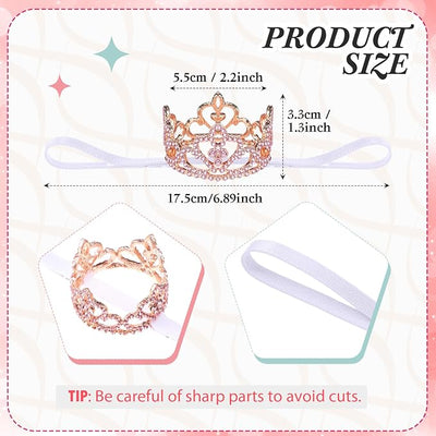 2 Pcs Dog Crown Headband Dog Tutu Dress Set Crystal Rhinestone Tiara Crown Tutu Skirt Pet Dress Costume for Puppy Birthday Party Wedding Photo Prop Costume