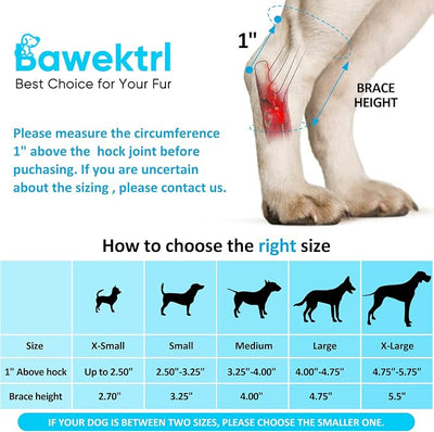 Dog Leg Braces for Rear Legs, Hock Brace for Back Legs with Metal Strips and Safety Reflective Straps for Short Legs, Joint Warps Support for Hind Legs Injuries Sprains Arthritis (XSmall)