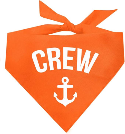 Crew with Anchor Dog Bandana | 100% Cotton | Made in USA | Boat & Fishing | Captain | Beach & Lake | Summer | Outdoors | Father's Day |Orange, X-Small (265)