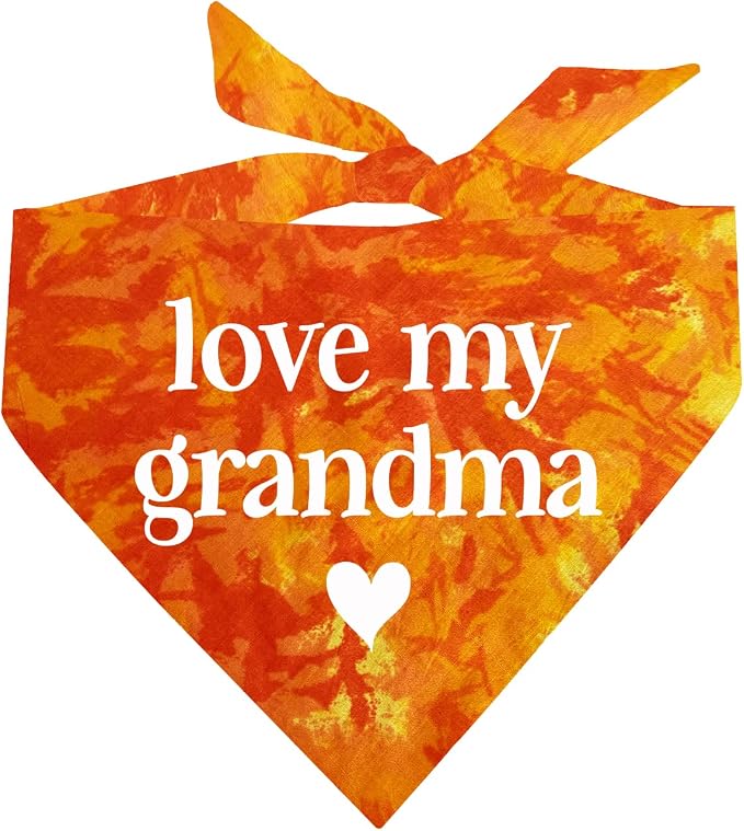 Love My Grandma Mother's Day, Valentine's Day Dog Bandana (Orange Scrunch, OS 399)