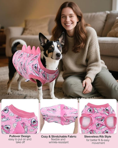 CuteBone Dinosaur Costume Dog Shirt, Stretchy Velvet T-Shirt Clothes for Small Dogs, Soft & Breathable Pet Tee Outfit Cat Apparel for Daily Wear, Cozy Pullover Design Puppy Fashion COSBX05S