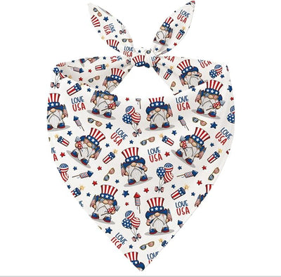 4th of July Dog Bandana, Patriotic Uncle Sam Hat Pet Triangle Scarf for Independence Day Party Outfit, American Flag Star Neckerchief for Small Medium Dogs, Independence Day Puppy Gift