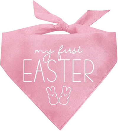 My First Easter Dog Bandana | 100% Cotton Adjustable Triangle | Made in USA | Easter Bunny | Egg Hunt| Funny Outfit Prop Photoshoot |Baby Pink, X-Small (392)