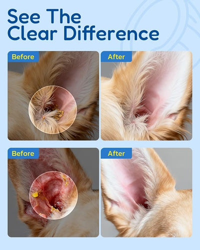 Ear Cleaner for Dogs & Cats - Gentle Ear Cleaning Solution with Natural Non-Irritating Formula for Sensitive Ear Care, Removes Built-up Wax, Discharge, Dirt & Debris - 8 OZ