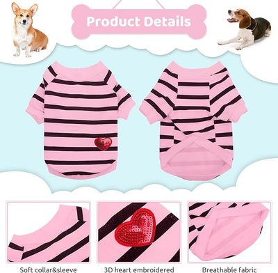 Pet Dog Striped T-Shirt Dogs Cats Cotton Vest Spring Summer Pet Apparel Tee Shirt Suitable for Small and Medium Large Pets French Bulldog Bichon
