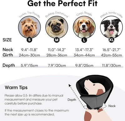 Queenmore Soft Dog Cone Collar,Comfortable Cones for Small Dogs/Cat to Stop Licking After Surgery, Comfy Elizabethan Collars, Neuter Recovery Ecollars of Shame Alternatives,BlackGrey,M