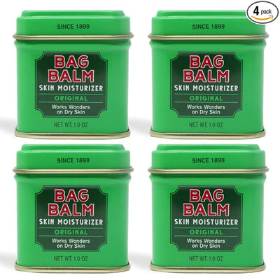 Bag Balm Vermont's Original Ointment, 1 Ounce Tin (Pack of 4), Moisturizing Ointment for Dry Skin that can Crack Split or Chafe on Hands Feet Elbows Knees Shoulders and More