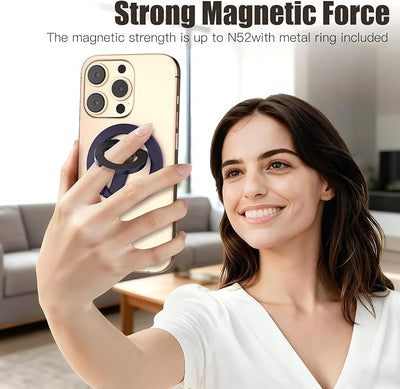 Magnetic Phone Ring for MagSafe Dual-Sided Magnetic Phone Grip Magnet Phone Stand Grip Compatible with iPhone 17/16/15/14/13 Pro Max Plus Mag Safe Accessory for Car Mounts (Purple)
