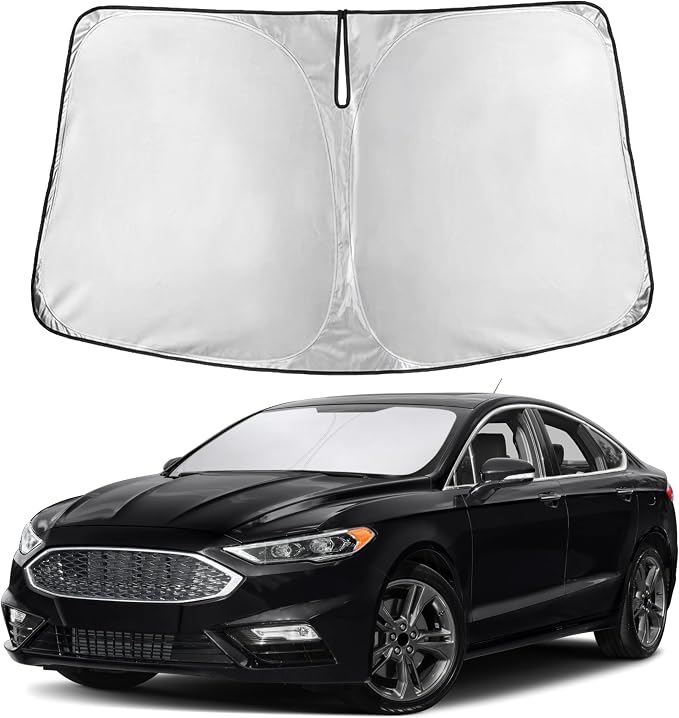 EcoNour Windshield Sunshade Compatible for Ford Fusion 2013-2019 2020 2021, Sun Visor for Front Windshield & Window Sun Shade Cover, UV Heat Blocker & Protector, Car Accessories