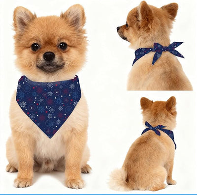 4th of July Dog Bandana, Patriotic Fireworks Night Pet Triangle Scarf for Parade BBQ Party Outfit, Navy Star Neckerchief for Small Medium Dogs, Independence Day Puppy Gift