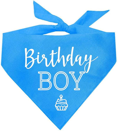 Birthday Boy with Cupcake Dog Bandana | 100% Cotton | Made in USA | Birthday | Pawty | Party Theme | Celebration Supplies | Photoshoot | Turquoise, One Size (214)