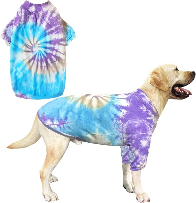 Dog Cotton Colorful Purple Yellow T-Shirts Soft and Stretchy Dog Shirt Pajamas Pets Clothes for Medium Dogs(Medium Purple)