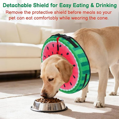 Sponge Dog Cone After Surgery, No Inflation Required Dog Donut Collar to Stop Licking, Inflatable Cone Alternatives for Medium Pets, Soft Recovery Collar with Protective Shield (Watermelon, S)