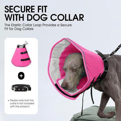 Dog Cone, Soft Cone for Dogs to Stop Licking, Dog E-Collar Alternative After Surgery for Medium Large Dogs, Pet Cones Collar for Wound Healing with Adjustable Buckle, Pink L
