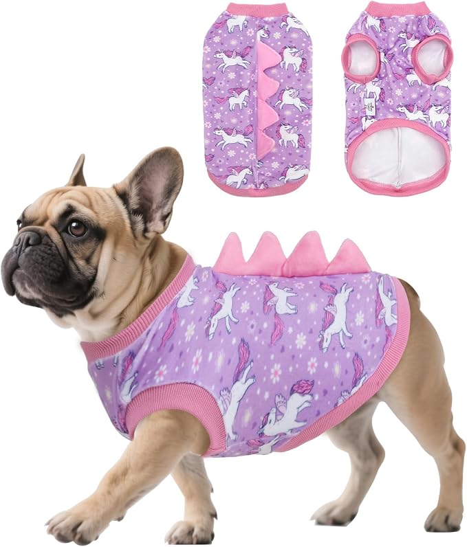 CuteBone Dinosaur Costume Dog Shirt, Stretchy Velvet T-Shirt Clothes for Small Dogs, Soft & Breathable Pet Tee Outfit Cat Apparel for Daily Wear, Cozy Pullover Design Puppy Fashion COSBX07S