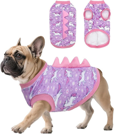 CuteBone Dinosaur Costume Dog Shirt, Stretchy Velvet T-Shirt Clothes for Medium Dogs, Soft & Breathable Pet Tee Outfit Frenchie Apparel for Daily Wear, Cozy Pullover Design Puppy Fashion COSBX07XL