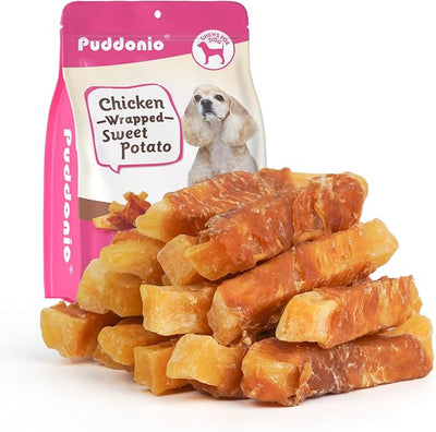 Dog Treats, Chicken Wrapped Sweet Potato, Soft Rawhide-Free Chews for Puppies & Small Dogs, 14 oz