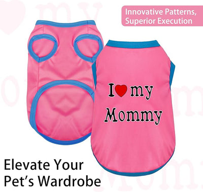 Color-Blocked Dog Tank Top with Playful Heat Transfer Designs – Lightweight Polyester Shirt for Small,MediumDogs, Perfect for Casual Outings.I Love My Mommy Pink XL