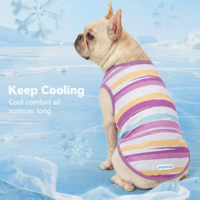 cyeollo 2pack Dog Shirt Cooling Breathable Sleeveless Summer Clothes for Dogs, Intant Cool T Shirts for Small Dogs, Purple XL