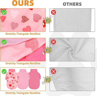 KOOLTAIL Valentine's Day Dog Sweater for Small Dogs, 3 Pack Fleece Puppy Shirt Turtleneck Pullover Clothes with Love Heart Partten, Fuzzy Soft Warm Pet Winter Cold Weather Coat, Girl Boy, Pink SM
